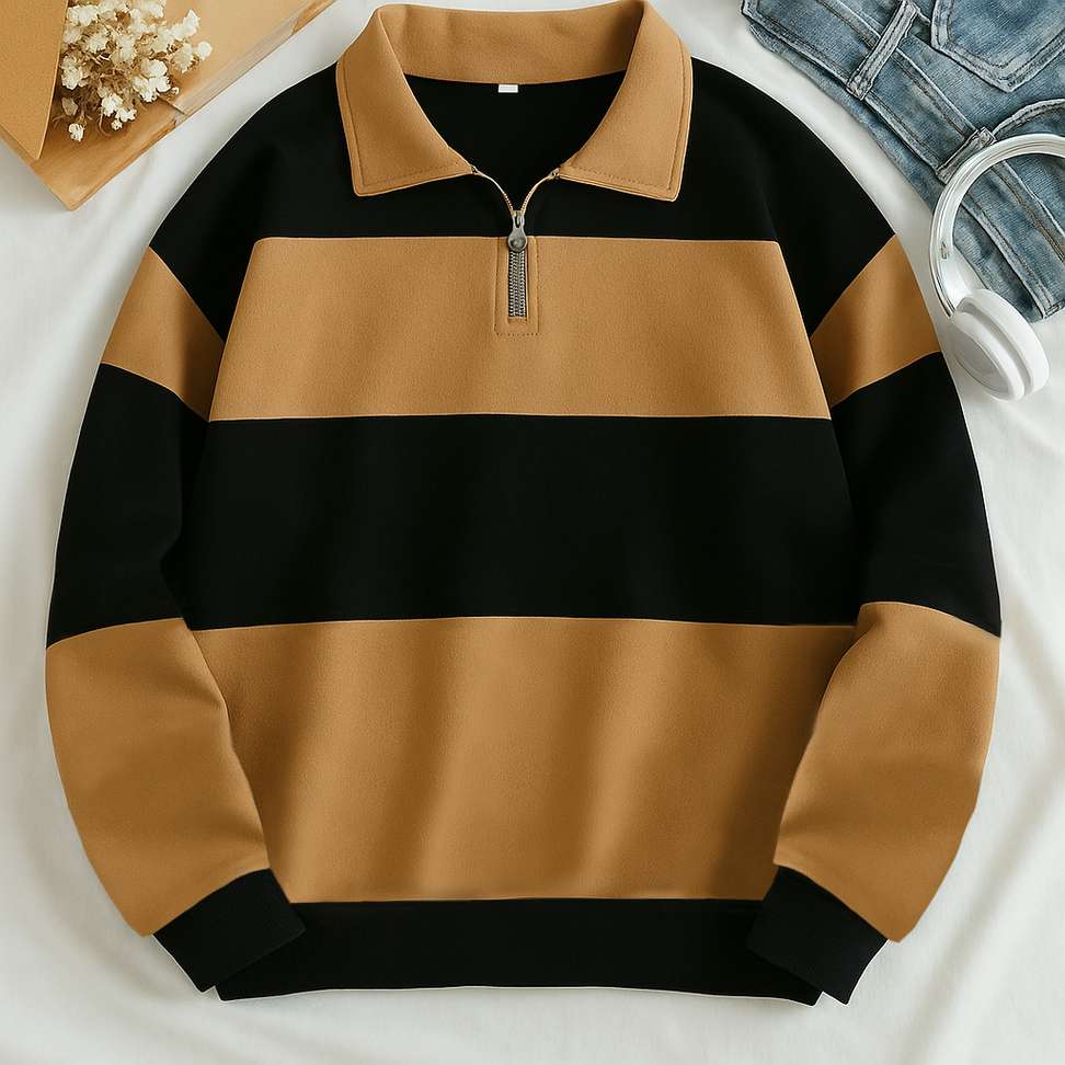 Try Color Block Men Brown Black T Shirt