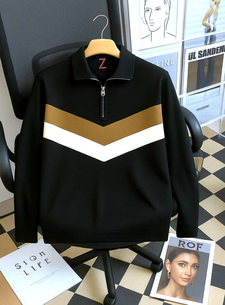 Try Color Block Men Black T Shirt