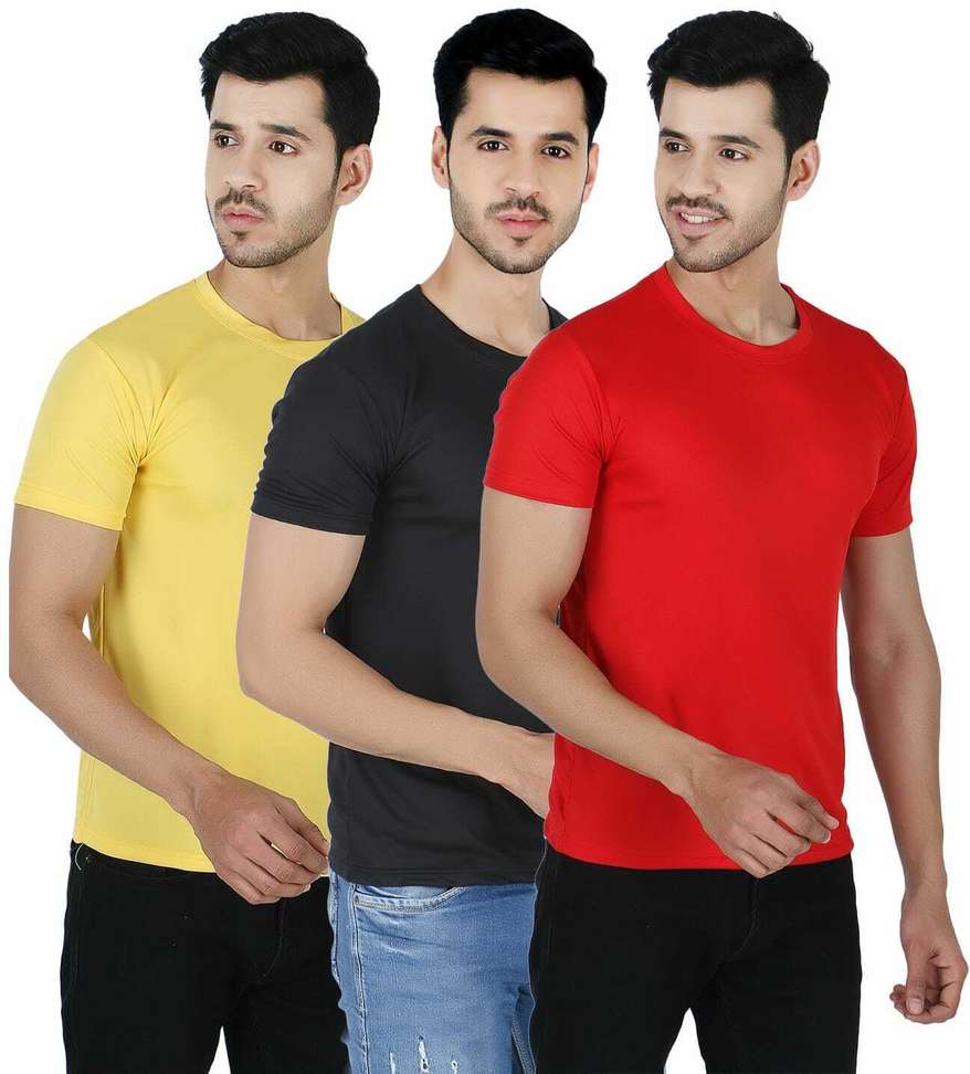 Newsingh Solid Men Round Neck Red T Shirt