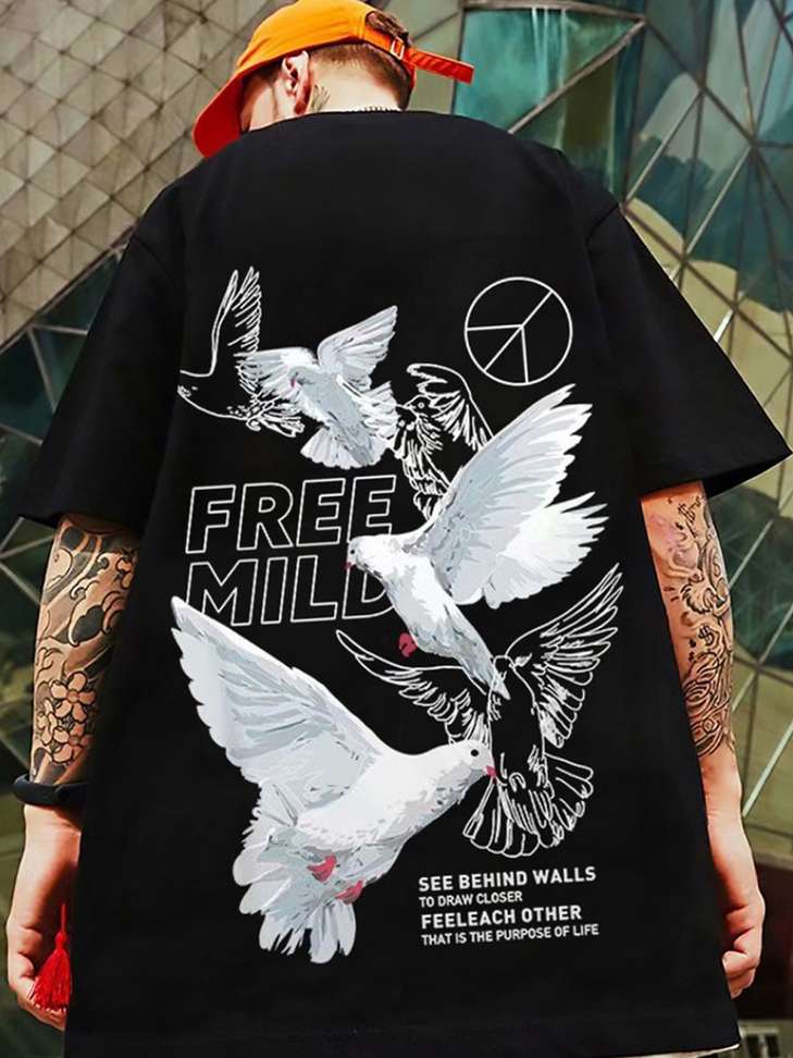 Lewel Printed Men Black T Shirt