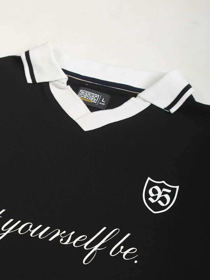 Shopsy MANIAC Men Polo Neck Black T-Shirt - Image 8
