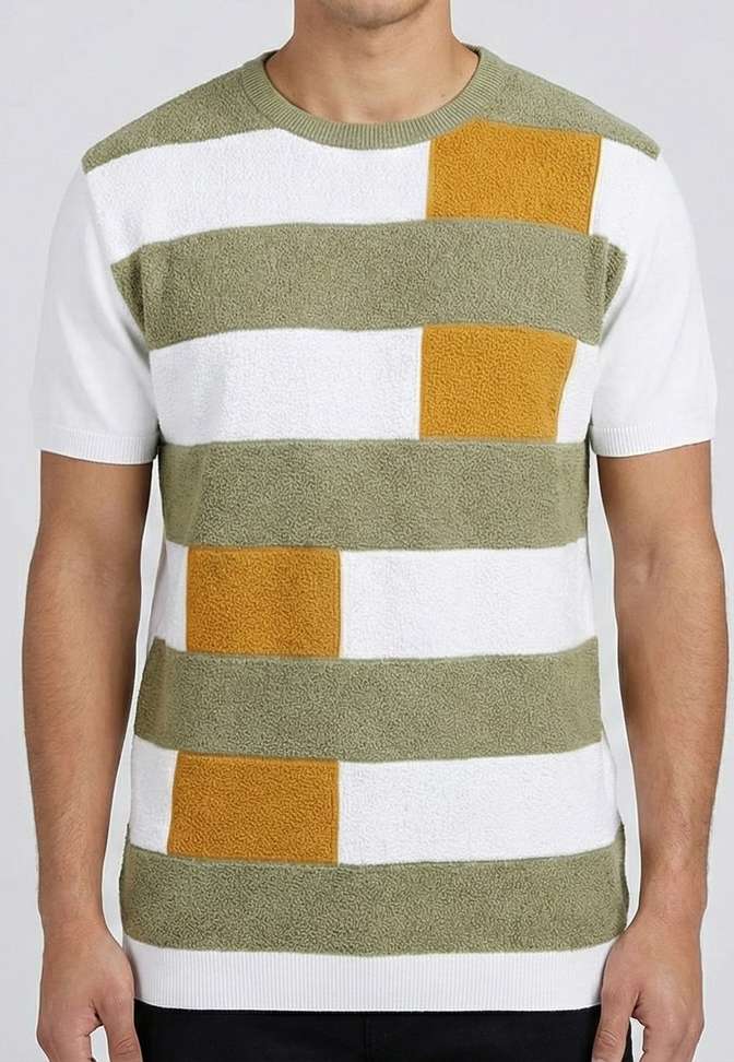 SDK Self Design Men White & Light Green T‑Shirt – 51% Off Deal, Buy Now!