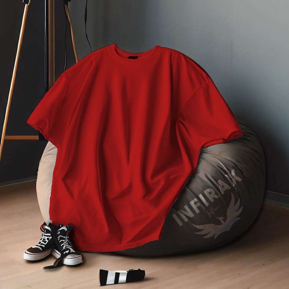 Sahucration Solid Men Red T‑Shirt – 78% OFF, Only ₹300 at ExampleShop.com
