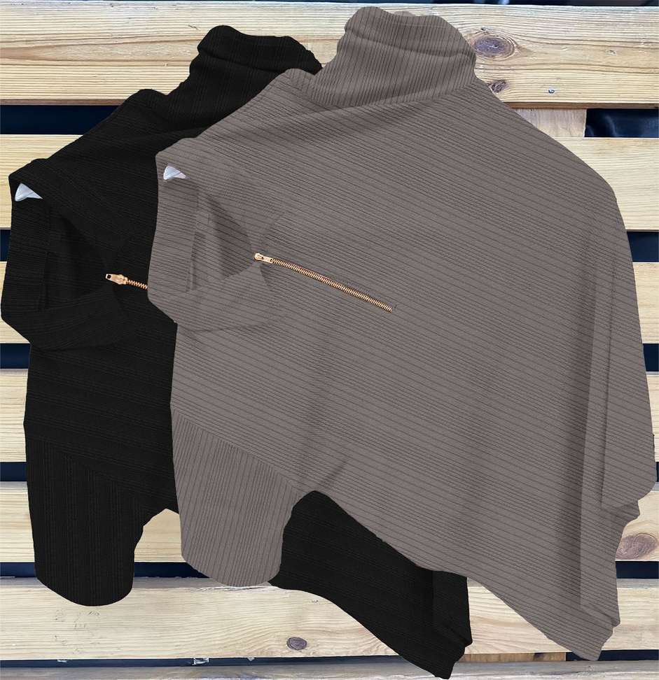 Kajaru Striped Men Zip Neck Black Grey T Shirt