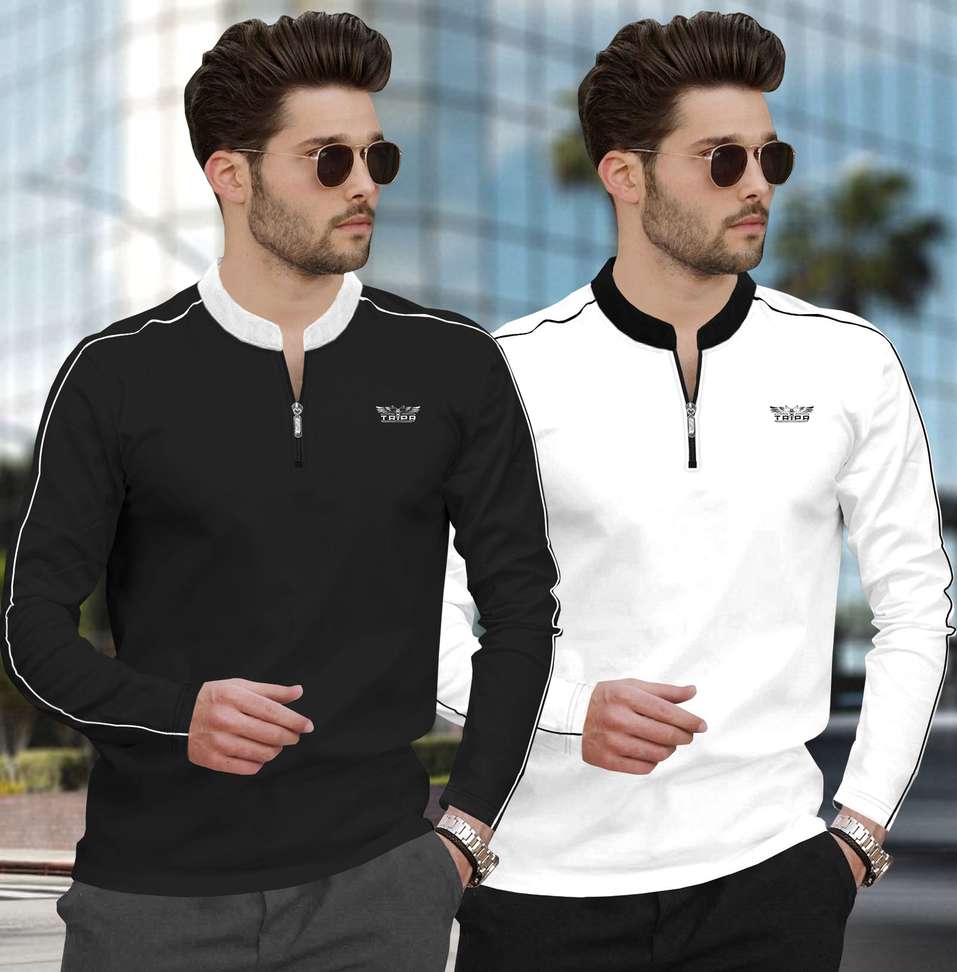 Tripr Striped Men Black White T Shirt