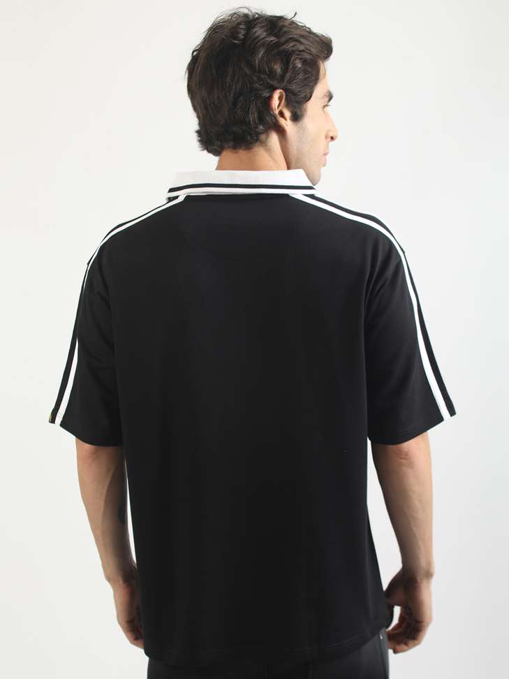 Shopsy MANIAC Men Polo Neck Black T-Shirt - Image 6