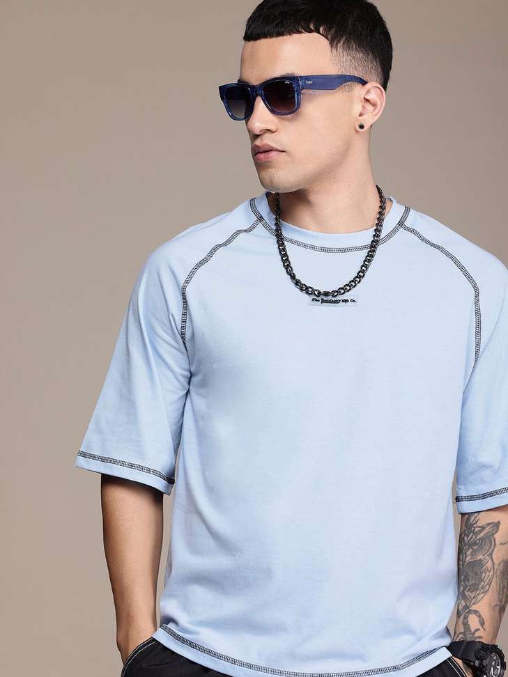 Roadster Solid Men Round Neck Blue T‑Shirt – 64% OFF, Only ₹245 at Shopsy