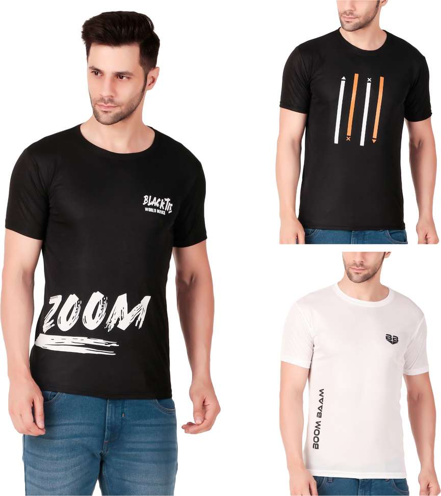 71% OFF Vibepulse Cartoon Men’s Black‑White T‑Shirt – Pack of 3 | Best Price Deal
