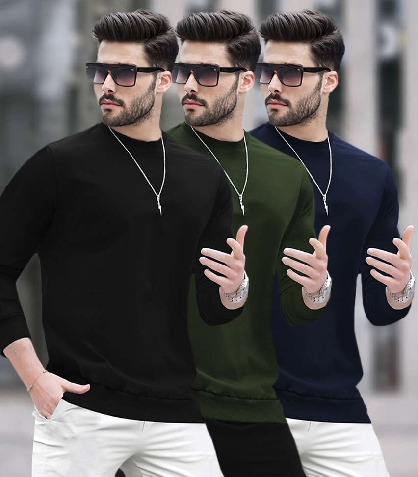 Blive Solid Men Round Neck Multicolor T Shirt