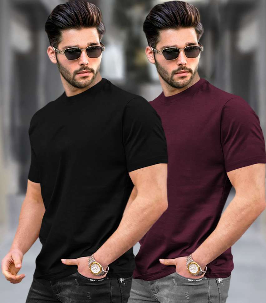 Tripr Solid Men Round Neck Multicolor T Shirt
