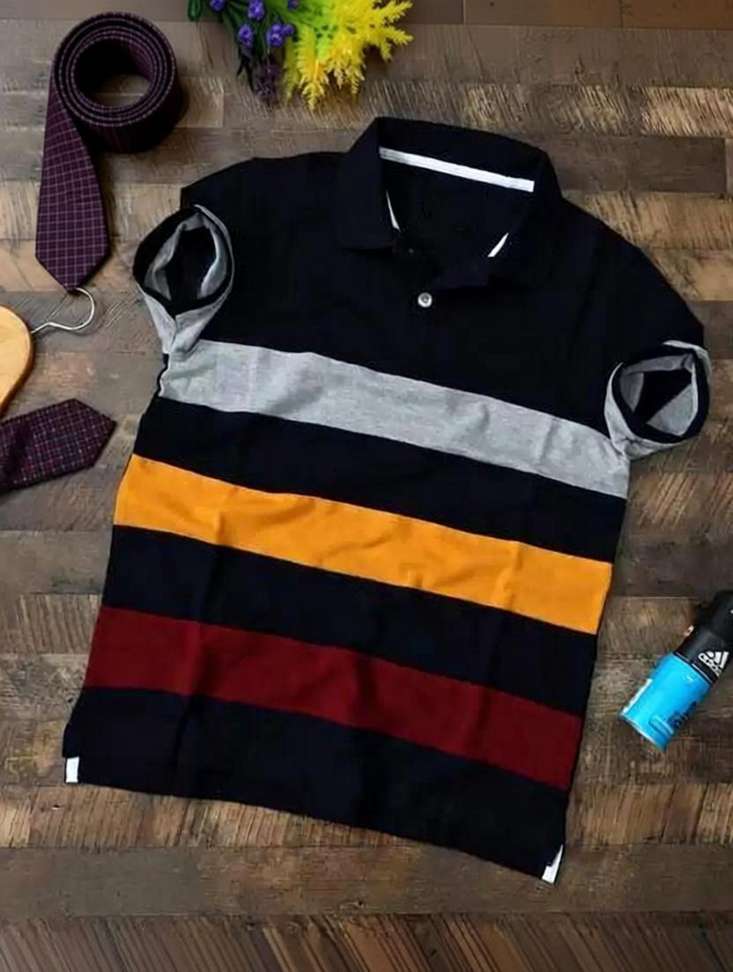 Oscillate Striped Men Dark Blue T Shirt