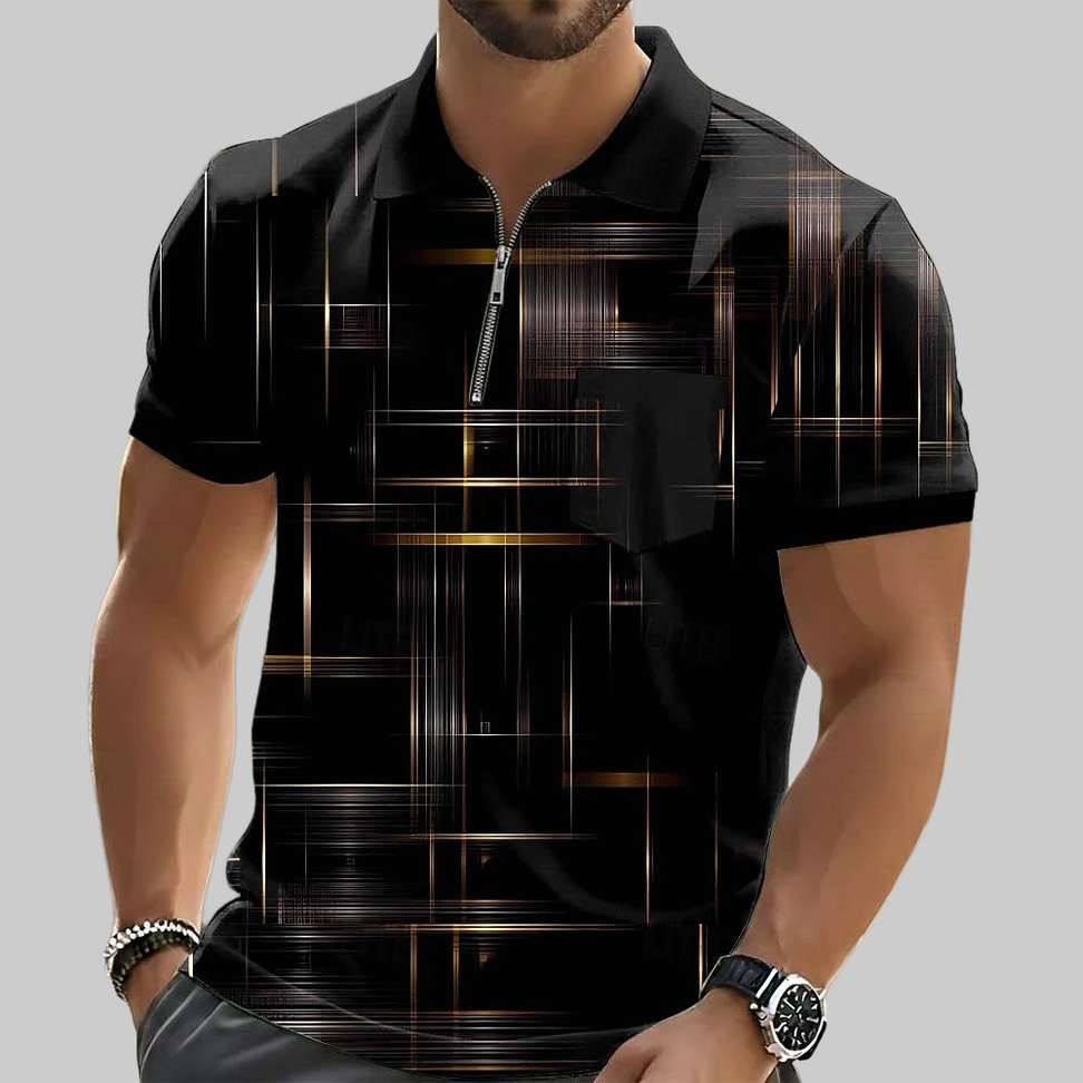 Tazo Self Design Men Black T Shirt