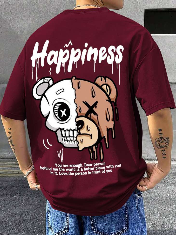 Garmix Graphic Print Men’s Round‑Neck Maroon T‑Shirt – 89% OFF Deal