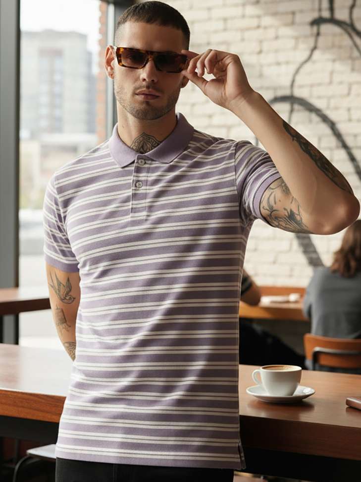 75% OFF Ogen Striped Men Purple T‑Shirt – Best Polo Tee Deal 2026