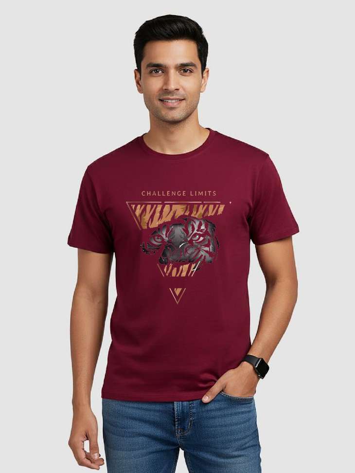Velvawear Printed Men’s Maroon T‑Shirt – 65% OFF, Best Price Today