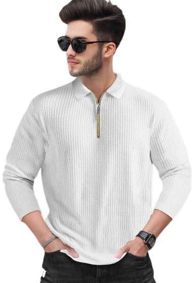 Vynoraa Self Design Men White T Shirt