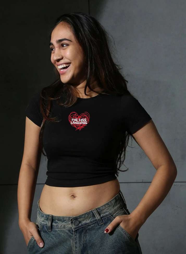 Spanvaskx Casual Graphic Print Women Black Top – 84% OFF Deal, Pure Cotton Crop Tee