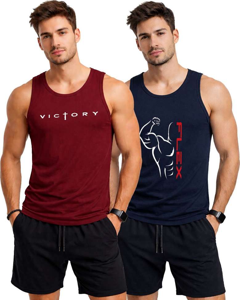 Hype Fit Printed Men Blue‑Maroon T‑Shirt – 86% Off, Pack of 2, ₹200 Only