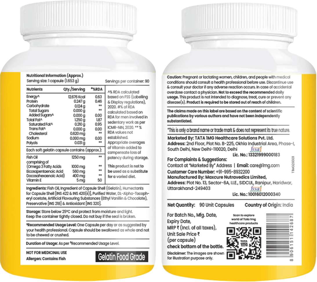 Shopsy TATA 1mg Triple Strength Omega 3 Fish Oil 560mg EPA 400mg DHA - Image 3