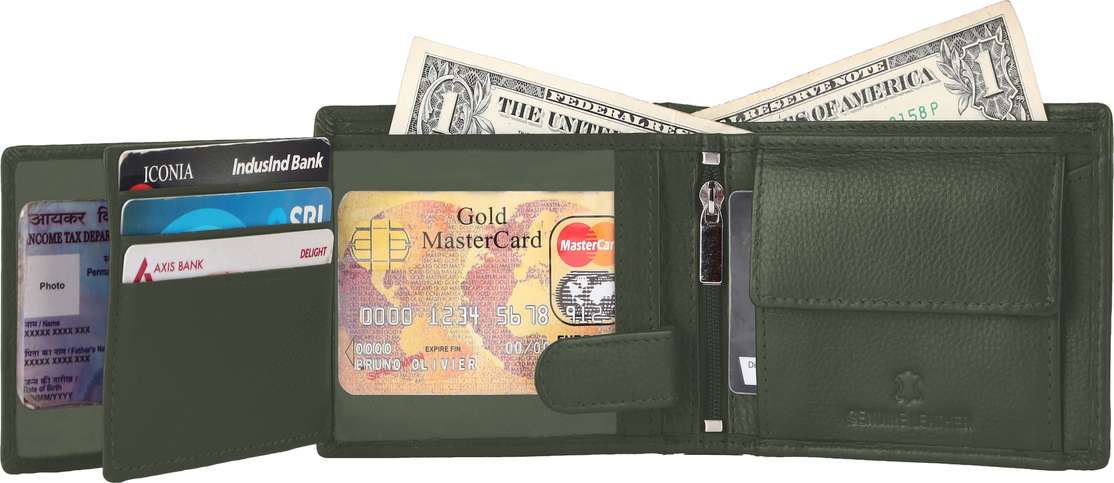 Shopsy SKINBULL Men Green Leather Wallet - Image 4