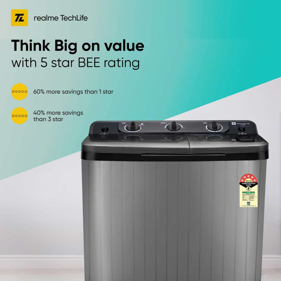 Shopsy realme TechLife 7.5 kg Semi Auto Washing Machine Black - Image 7