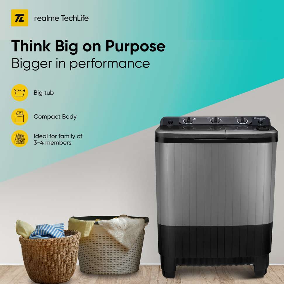 Shopsy realme TechLife 7.5 kg Semi Auto Washing Machine Black - Image 6