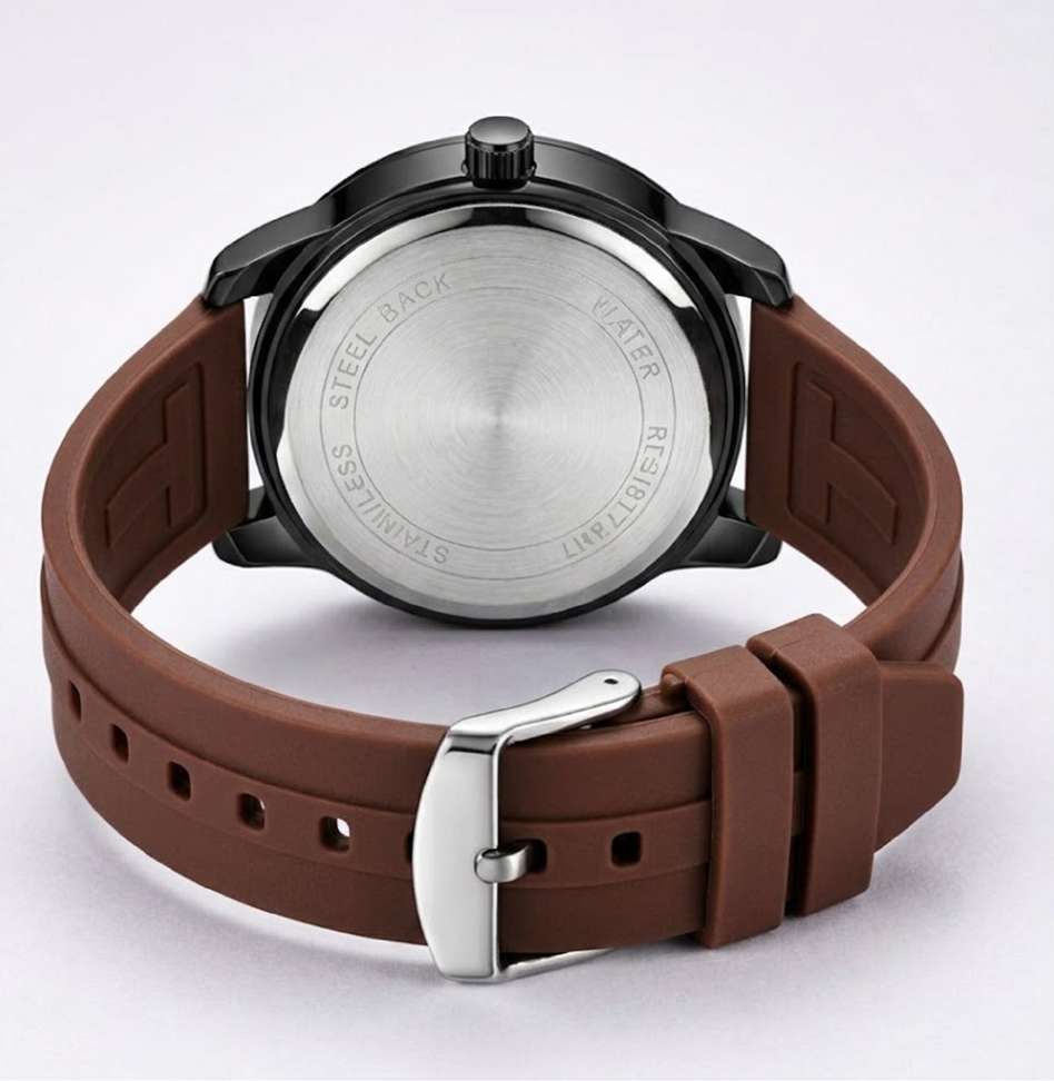 Shopsy MAAN INTERNATIONAL DD-2401 Dual Dial Black Silicone Watch - Image 5