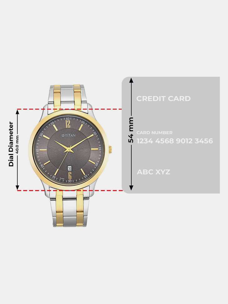 Shopsy Titan With Date Anthracite Dial Gold & Silver MetalStrap - Image 5