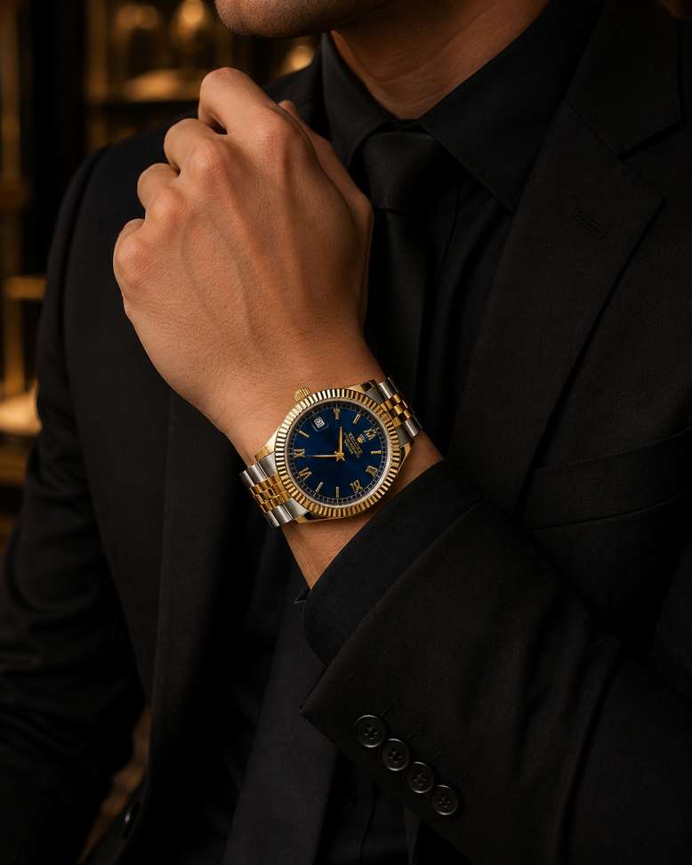 Shopsy SRQ WATCHES Blue Gold Analog Watch for Men - Image 4