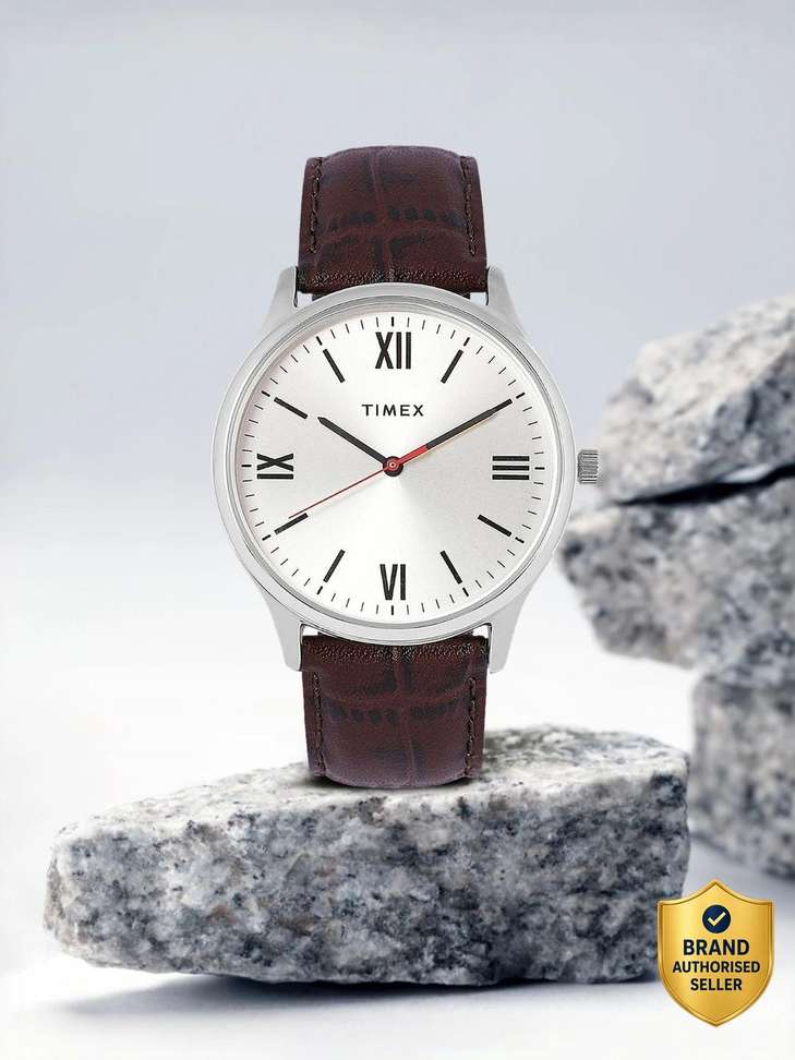 TIMEX Silver Dial Leather Strap Analog Watch - Men - TW0TG7300 - Image 4