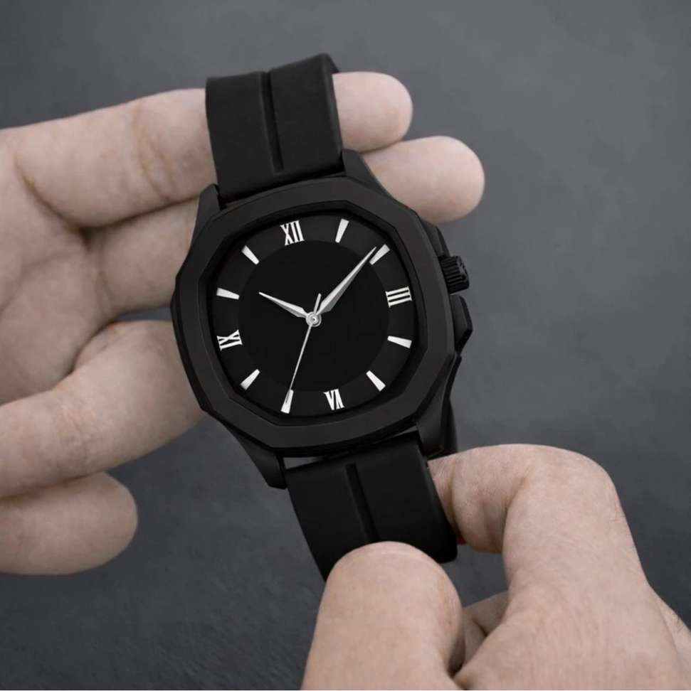 Shopsy casera Square Dial Silicone Strap Watch - Black - Image 5