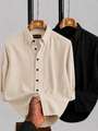 Shopsy COMBRAIDED Men Solid Casual Blue, White Shirt - Image 7