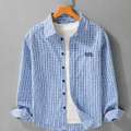 Shopsy Kesar Collection Men Checkered Blue Shirt - Image 4