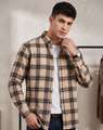 Shopsy USONA Men Checkered Casual Brown, White Shirt - Image 6