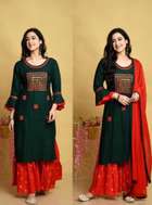 JIYAAN Women Viscose Rayon Kurta Sharara Set - Image 9
