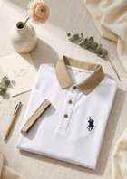 Priha Men White Polo Neck T-Shirt - Image 7