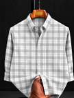 Shopsy Solbiza Men Checkered Casual Beige Shirt - Image 7