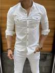 Shopsy EMTY FASHION Men Solid Casual White Shirt - Image 4