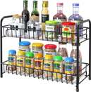 Globle Shine Multi Purpose Kitchen Spice Rack 2-Tier Foldable Stand for Kitchen Cabinet Utensil Kitchen Rack (Iron)
