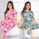 VANIA’S GRACE Women Printed Pink Night Suit Set
