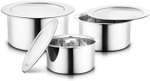GenKraft Induction Bottom Cookware Set (Stainless Steel, 3 – Piece)