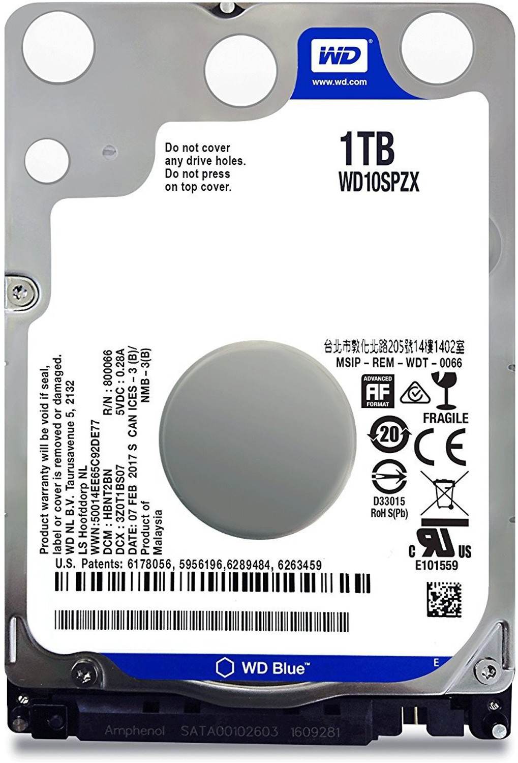 WD BLUE 1 TB Laptop Silver SATA Internal Hard Disk Drive (HDD) (WD10SPZX) (Interface: SATA, Form Factor: 2.5 Inch) - Image 1