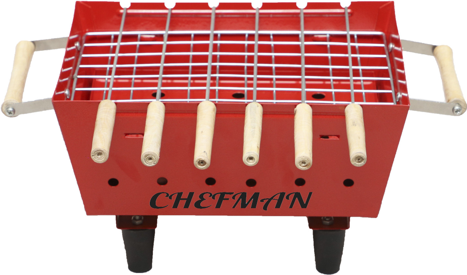 Chefman Charcoal BBQ Barbecue Grill | with Various Cooking Tools (Iron, Black)(Save Your Electricity Bill Its Use Only coal Base Barbeque ,6 Skewers Rib Roaster Grill Price in India - Image 1