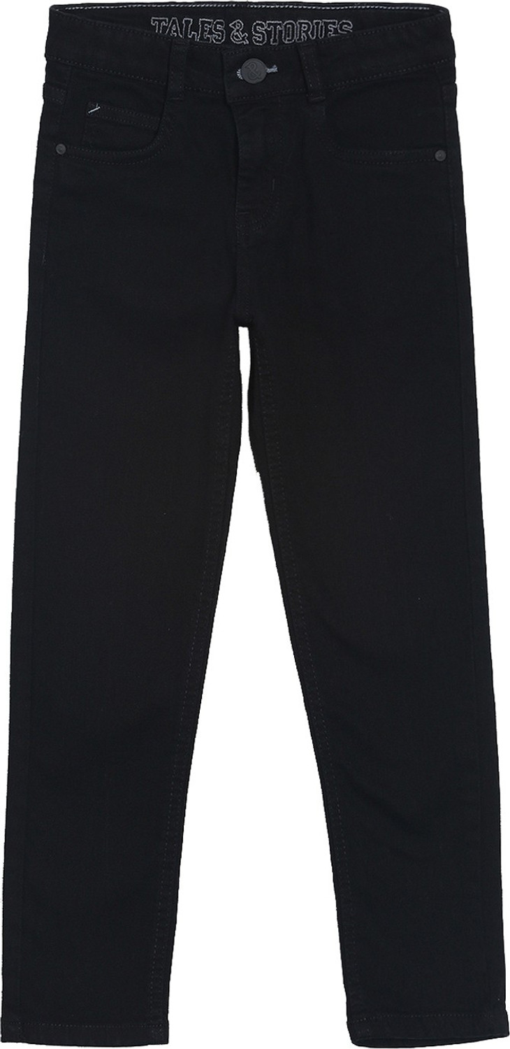 TALES & STORIES Boys Slim Mid Rise Black Jeans - Image 1