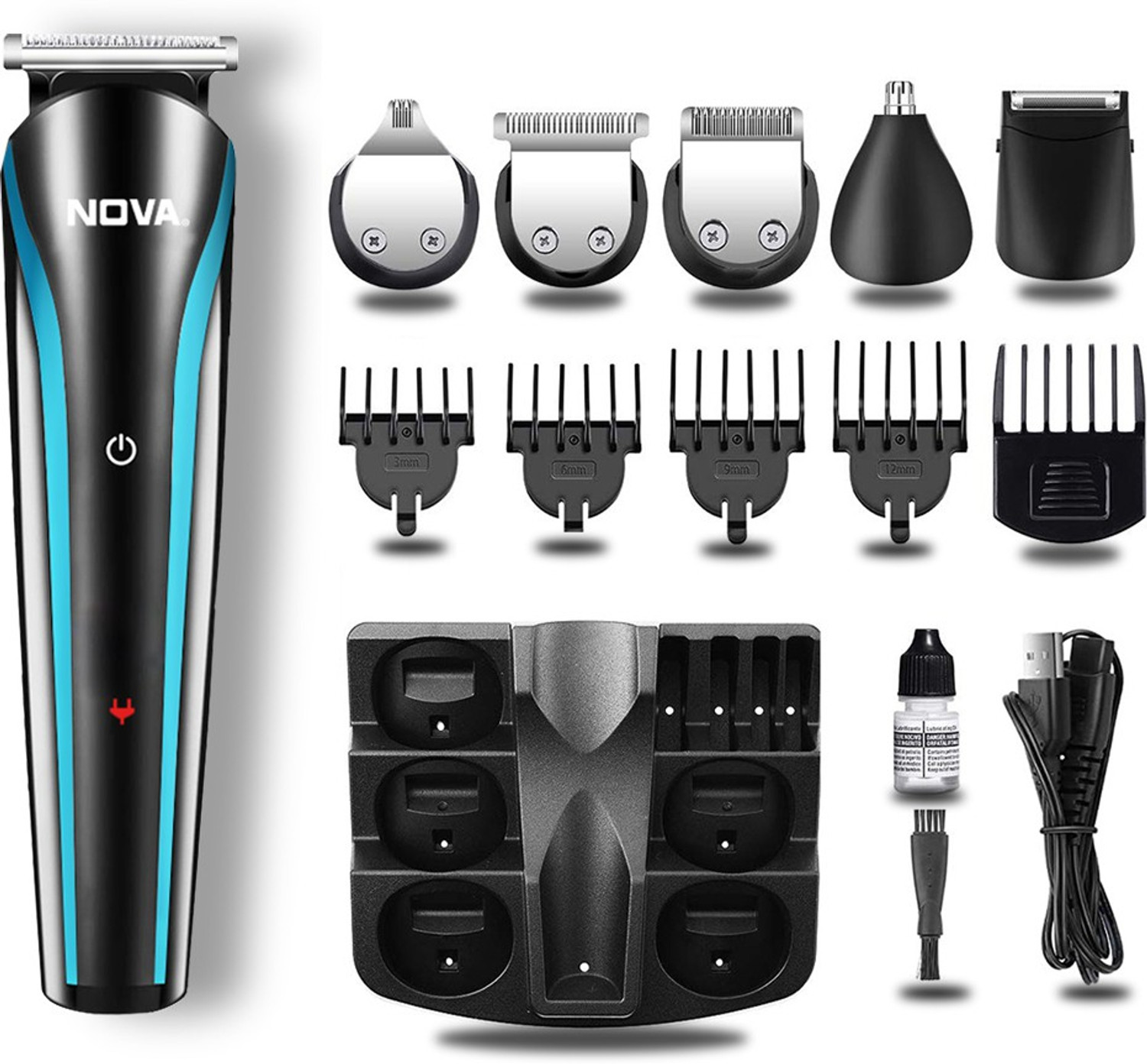 NOVA NG 1152/01 USB Trimmer, 60 min Runtime, 9 Length Settings, Black - Image 1