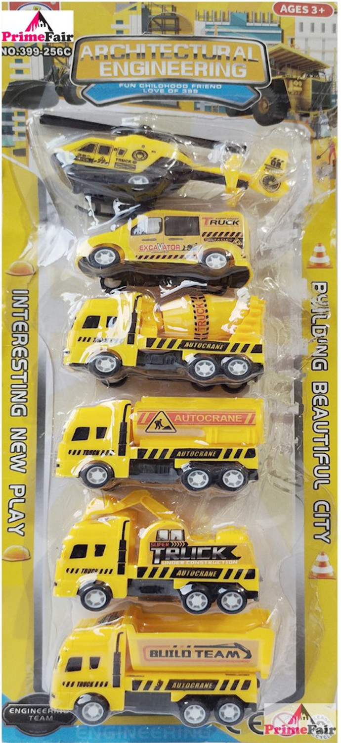 PRIMEFAIR Plastic Construction Truck, Pack of 6, Multicolor - Image 1