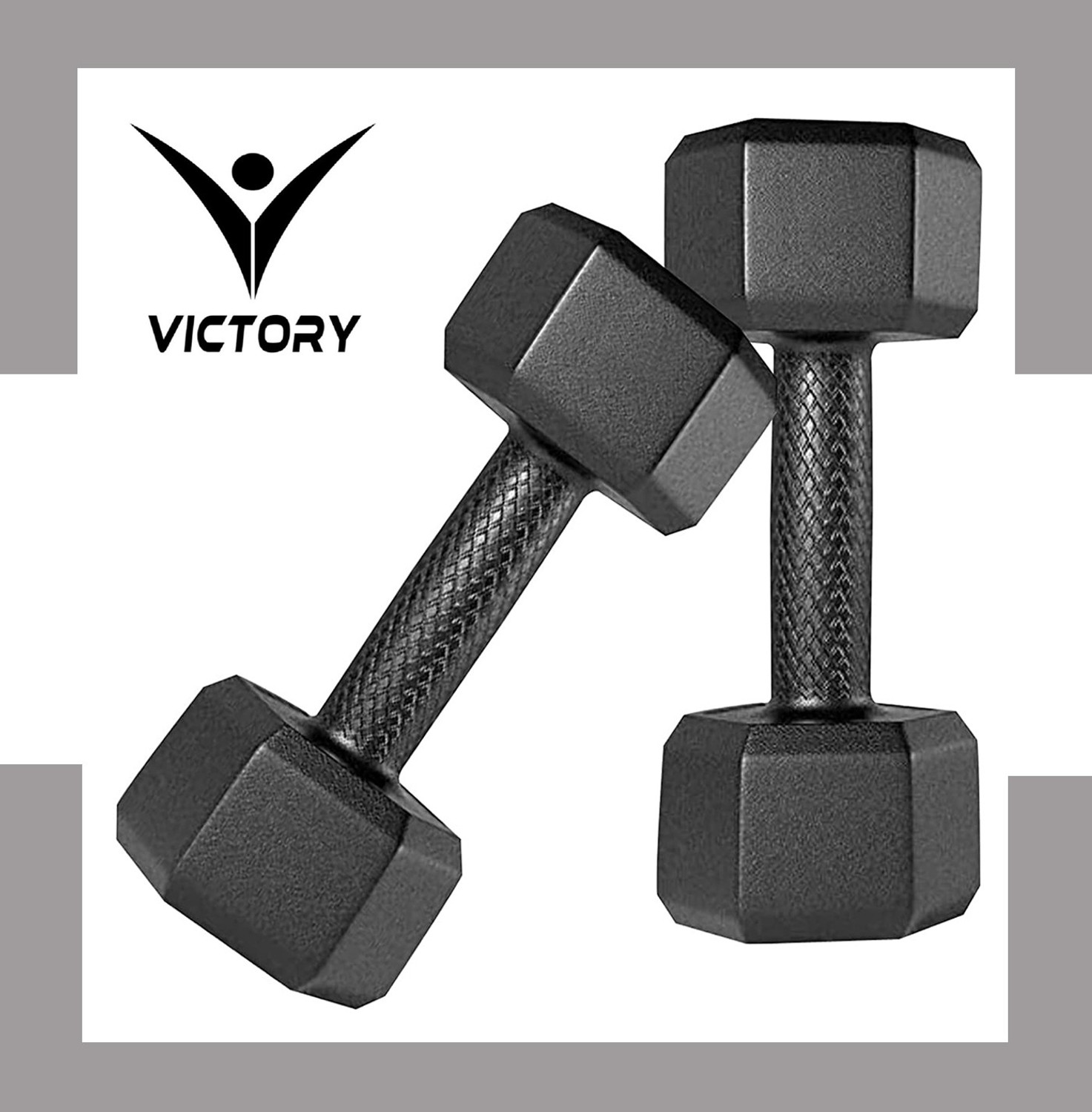VICTORY HEXA - 3 Kg Pair PVC Dumbbell ( 3 Kg x 2 ) for Home Gym & Fitness Fixed Weight Dumbbell (3 kg) - Image 1