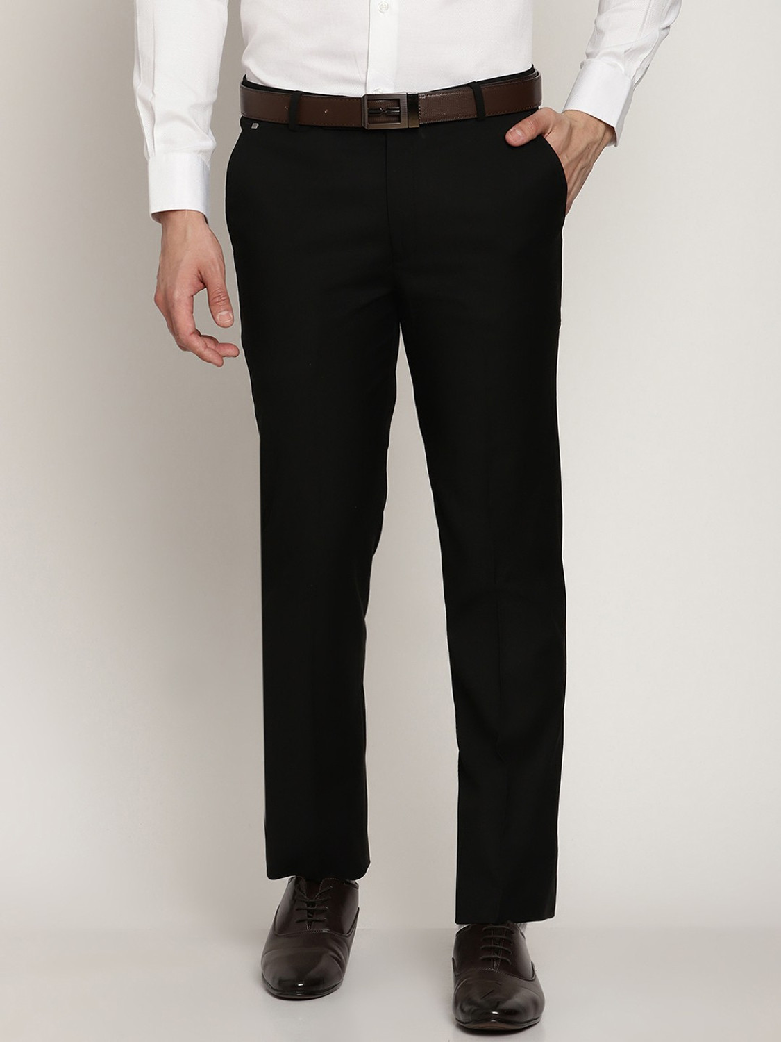 CANTABIL Men Regular Fit Black Cotton Blend Trousers - Image 1