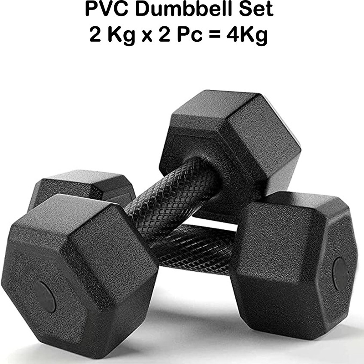 BMS Sports Black Hexa Dumbbells Set, Home GYM (4kg) Fixed Weight Dumbbell (4 kg) - Image 1