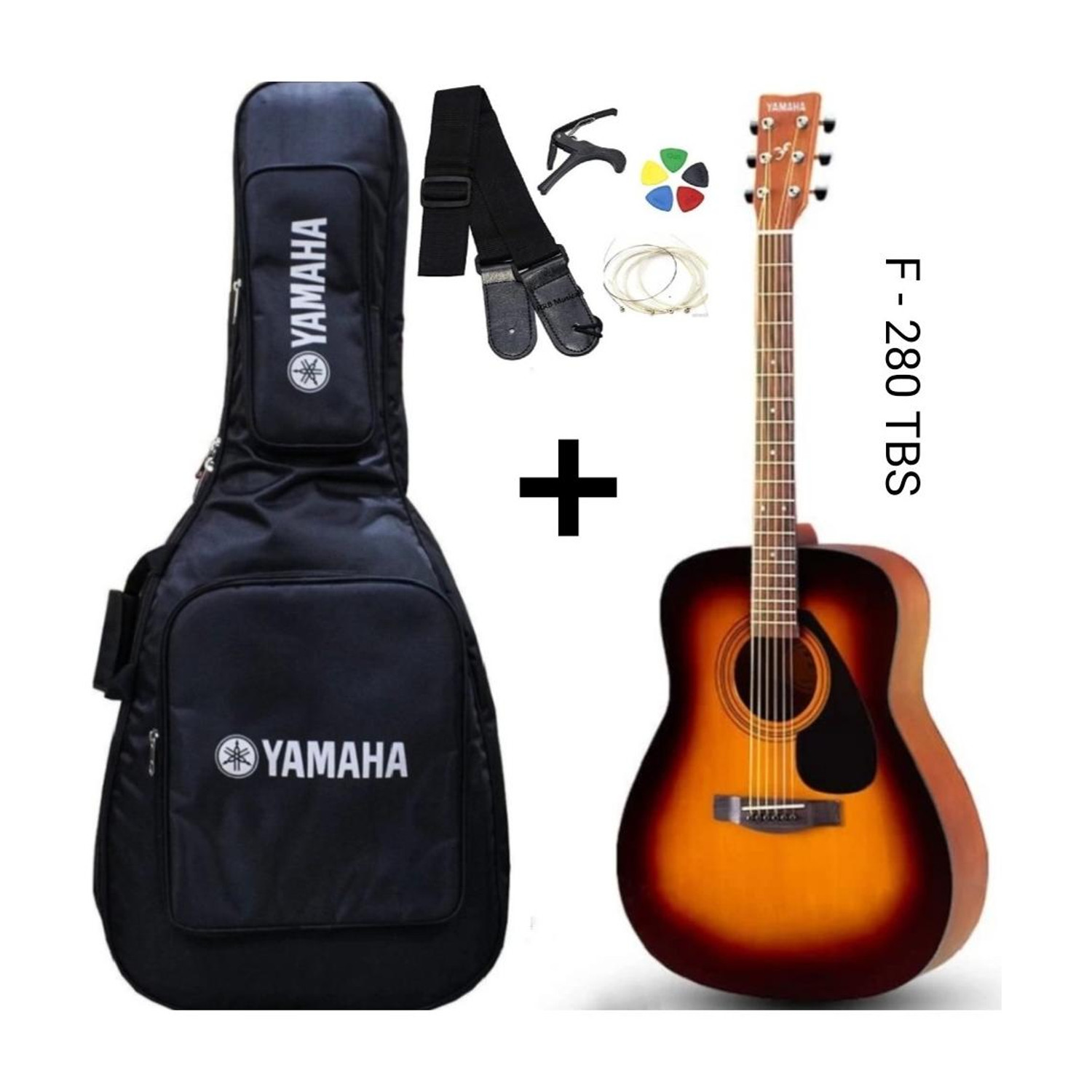 YAMAHA F - 280 TBS WITH COVER , BELT , STRING SET , CAPO , PICK Acoustic Guitar Rosewood Rosewood (Brown) - Image 1